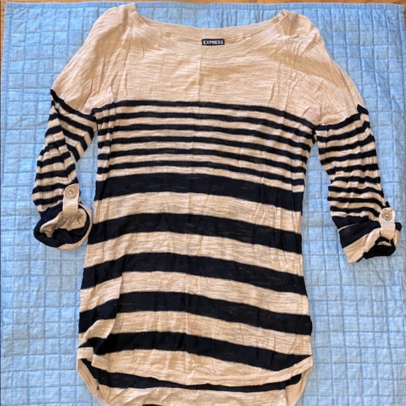 EXPRESS | Black & Gold Striped Sweater - Picture 1 of 3